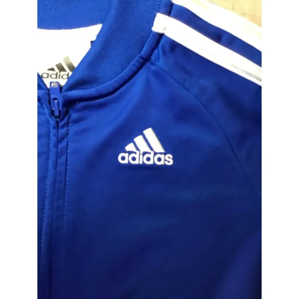 Adidas 3 Stripe Track Jacket Blue/White Toddler Size 4t Kids activewear Playwear